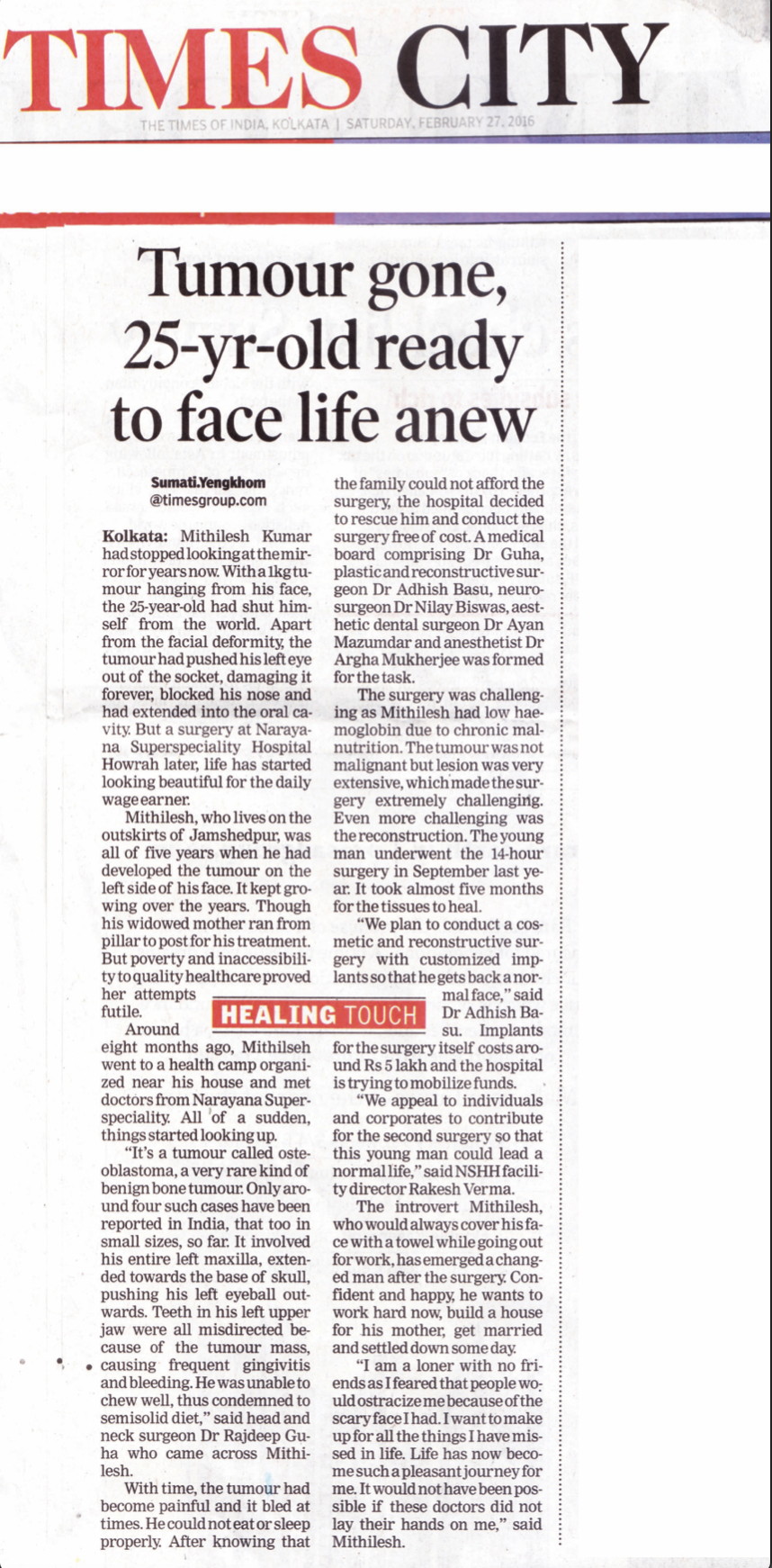 The Times of India, Kolkata, 2016